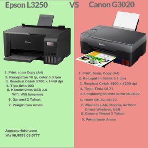 Jual Harga Printer Epson L3250 vs printer canon G3020 murah